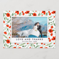Red Poppy Frame - Wedding Photo Thank You