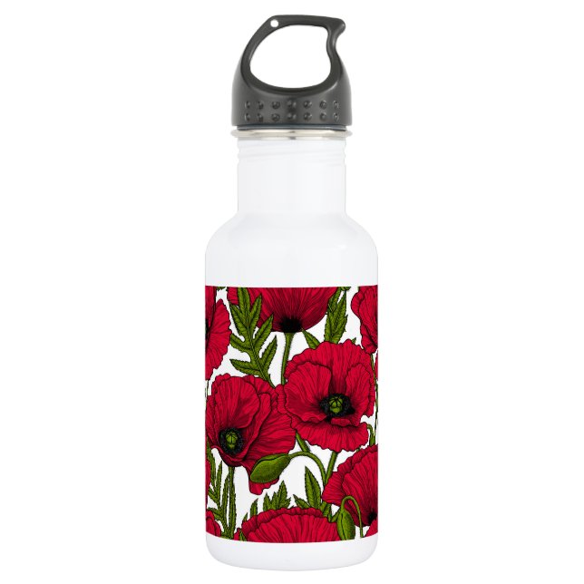 Red Poppy garden 2 532 Ml Water Bottle (Front)