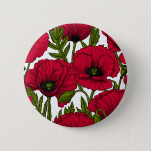Red Poppy garden 2 6 Cm Round Badge