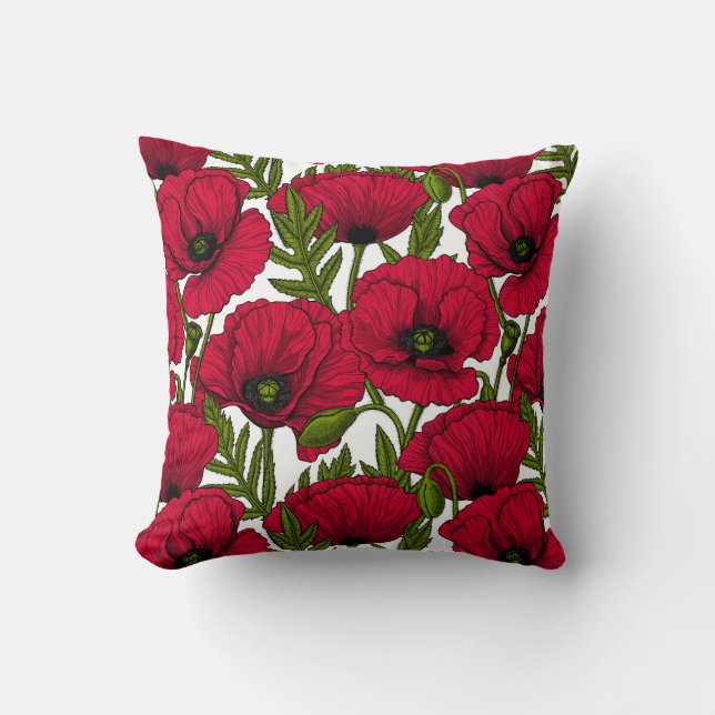Red Poppy garden 2 Cushion (Front)