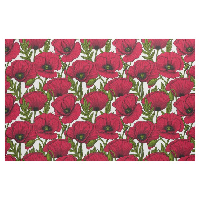 Red Poppy garden 2 Fabric (Fat Quarter)