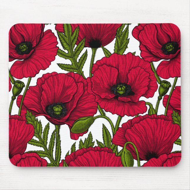 Red Poppy garden 2 Mouse Mat (Front)
