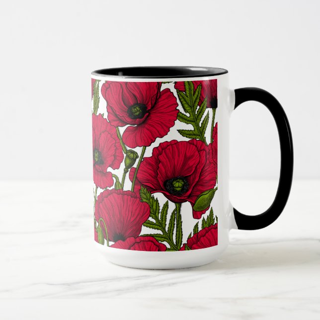 Red Poppy garden 2 Mug (Right)