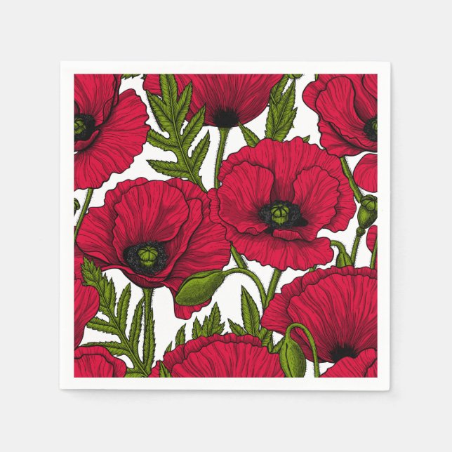 Red Poppy garden 2 Napkin (Front)