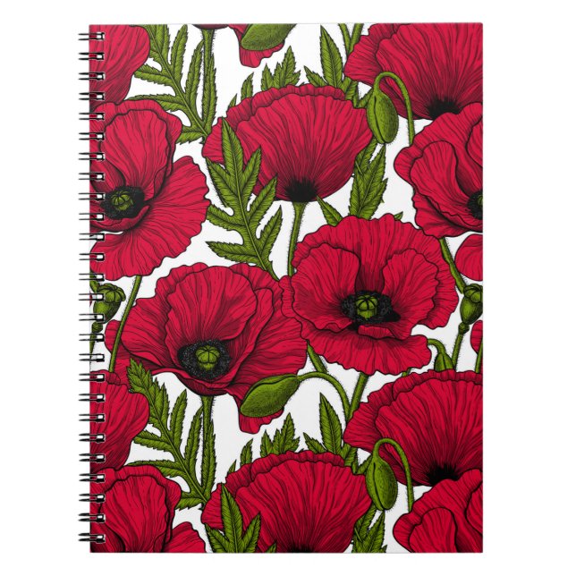 Red Poppy garden 2 Notebook (Front)