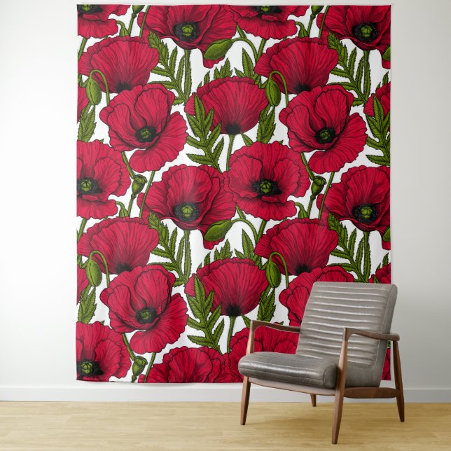 Red Poppy garden 2 Tapestry (In Situ)
