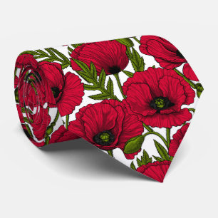 Red Poppy garden 2 Tie