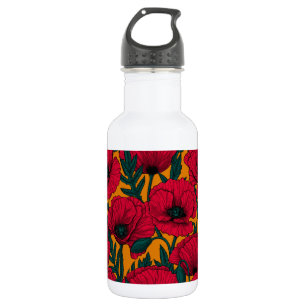 Red poppy garden 532 ml water bottle