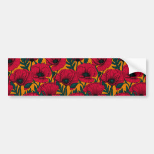Red poppy garden bumper sticker