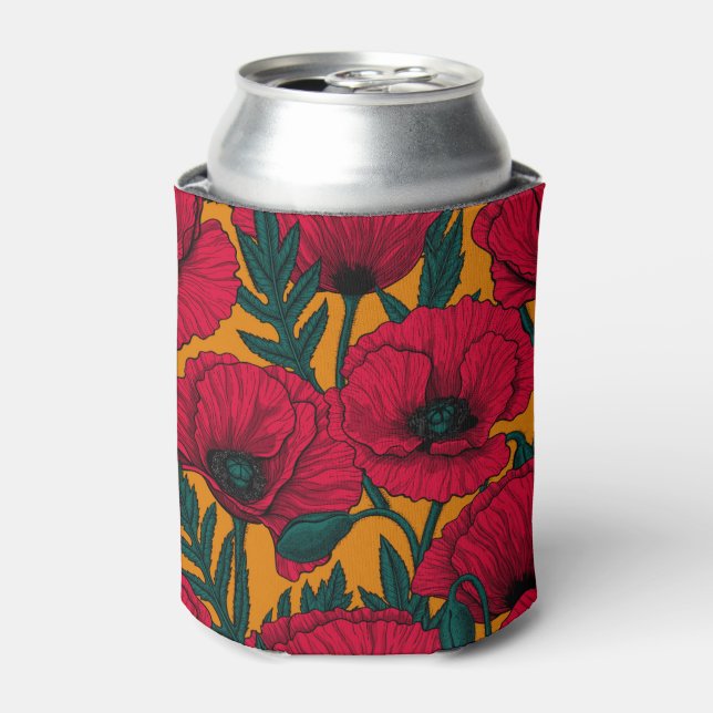 Red poppy garden can cooler (Can Front)
