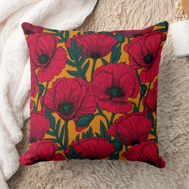Red poppy garden cushion (Blanket)