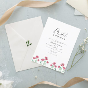 Red Poppy Garden Floral Bridal Shower Invitation