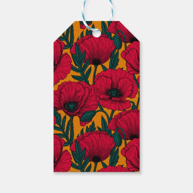 Red poppy garden gift tags (Front)