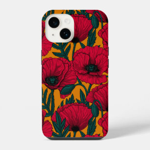 Red poppy garden iPhone 14 case