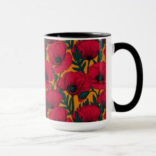 Red poppy garden mug