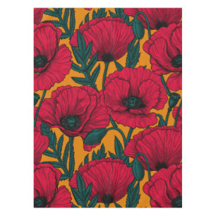 Red poppy garden tablecloth