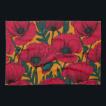 Red poppy garden tea towel<br><div class="desc">Vector pattern made of hand-drawn red poppies.</div>