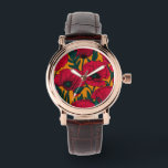 Red poppy garden watch<br><div class="desc">Vector pattern made of hand-drawn red poppies.</div>