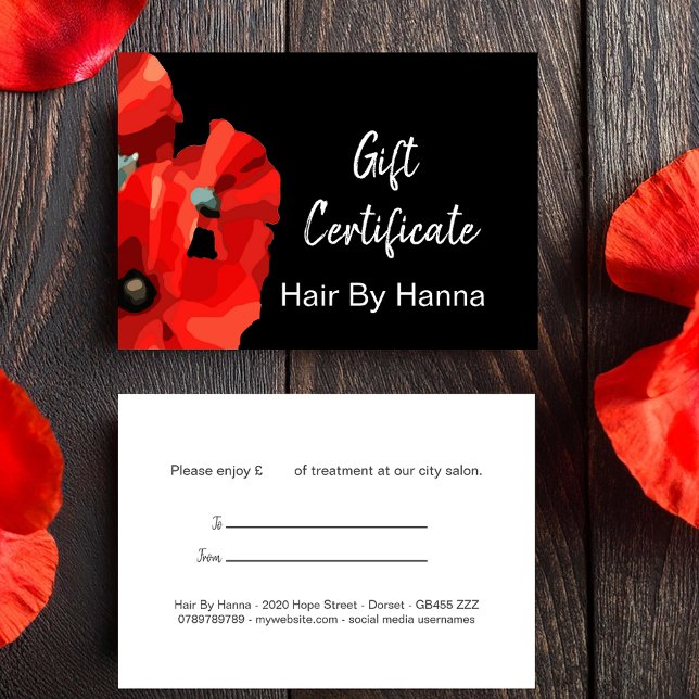 Red Poppy Gift Certificate (Creator Uploaded)