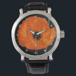 RED POPPY IN BLACK WITH GEMSTONES WATCH<br><div class="desc">Elegant, classy, vibrant and classic floral design. Red poppies ,  green leaves with bright 3D ruby gem stones.Digital graphic elaboration in vintage style by Bulgan Lumini (c)</div>