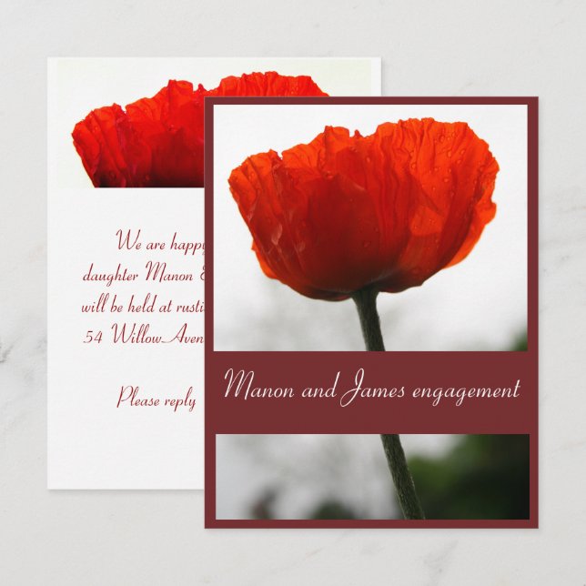 Red Poppy Invitation 4.25" x 5.5" Matte (Front/Back)