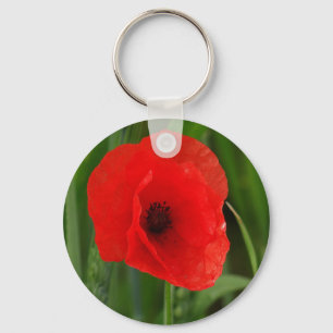 Red poppy key ring