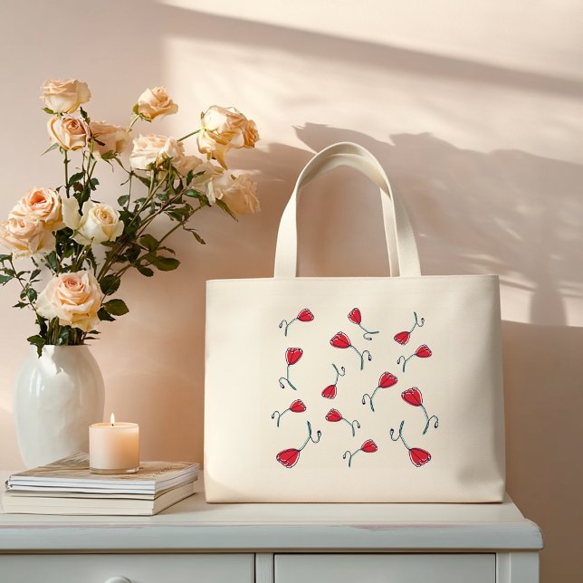 Red Poppy Large Tote Bag (Creator Uploaded)