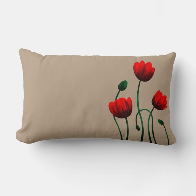 Red Poppy Lumbar Cushion (Front)