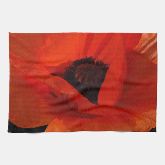 Red Poppy Macro Tea Towel (Horizontal)