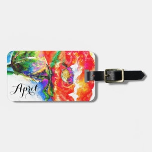 Red Poppy Monogram Luggage Tag