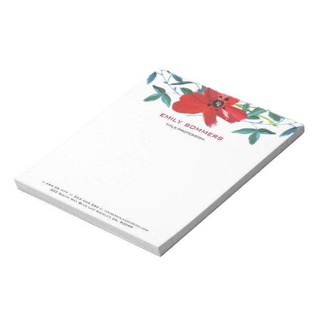 Red Poppy Notepad (Rotated)