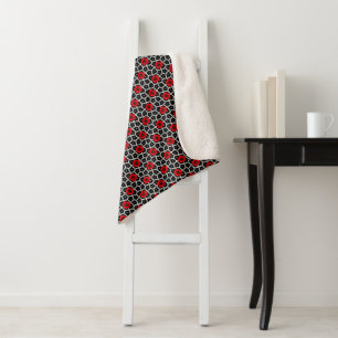 Red Poppy on Goth Flowers Trivet Sherpa Blanket