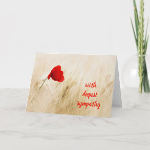 Red Poppy Open Field With Deepest Sympathy Card