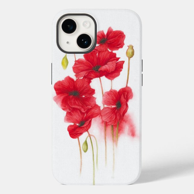 Red Poppy Painting on White  Case-Mate iPhone Case (Back)