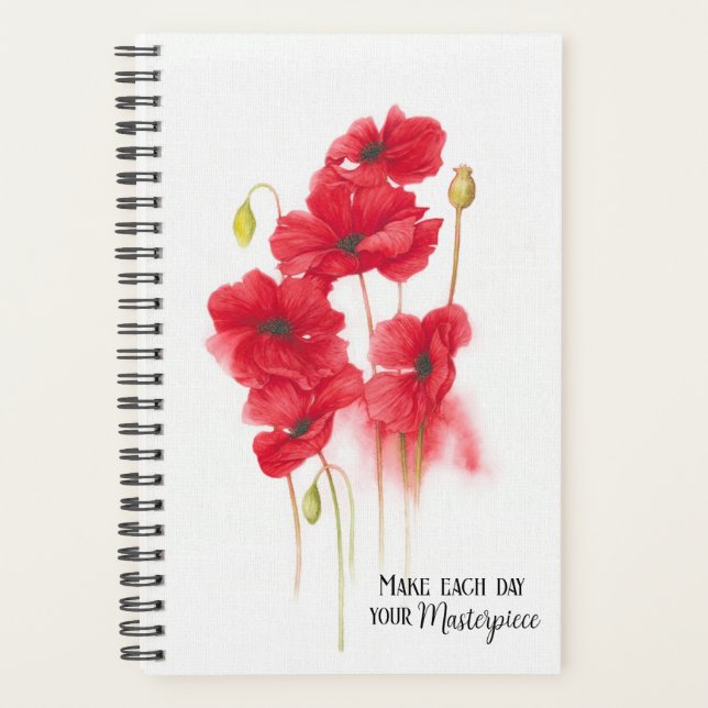 Red Poppy Painting With Quote Planner (Front)