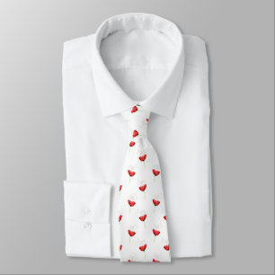 Red Poppy Pattern Tie