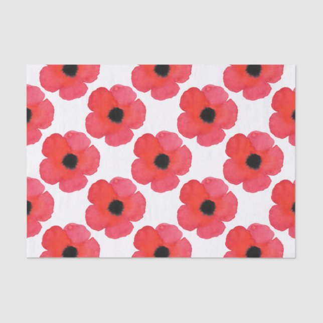 Red Poppy Pattern Tissue Paper (Front)