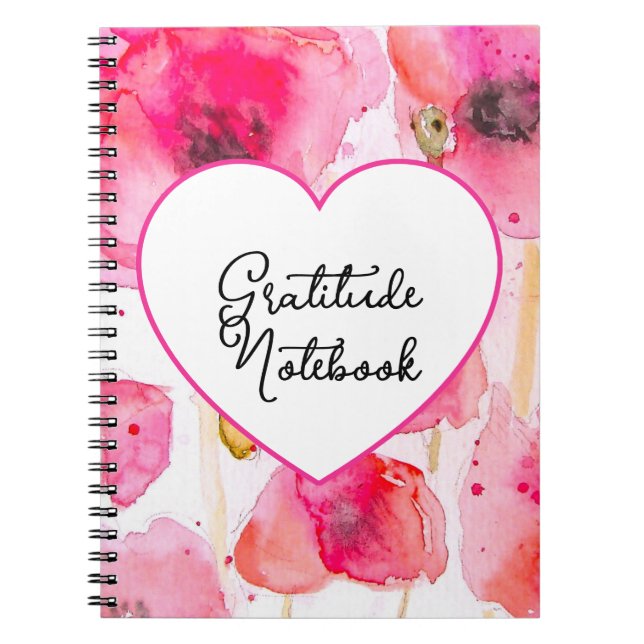 Red Poppy Poppies Flower Floral Gratitude Journal (Front)