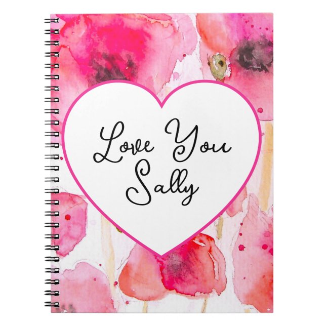 Red Poppy Poppies Flower Floral Watercolor Wife Notebook (Front)
