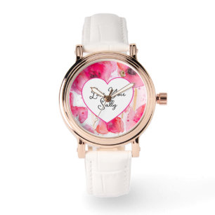 Red Poppy Poppies Flower Floral Watercolor Wife Watch