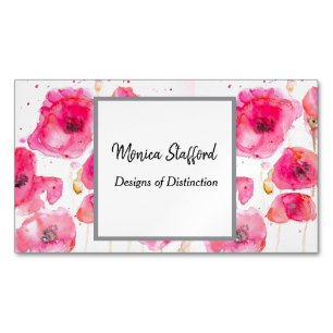 Red Poppy Poppies Flowers Watercolor Business Card