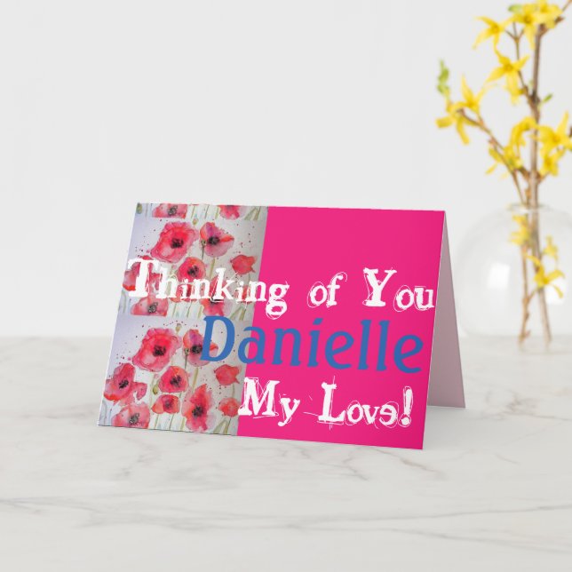 Red Poppy poppies Thinking of You Ladies Name Card (Yellow Flower)