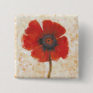 Red Poppy Portrait 15 Cm Square Badge