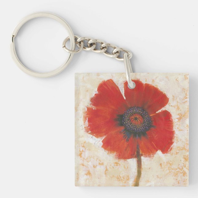 Red Poppy Portrait Key Ring (Front)