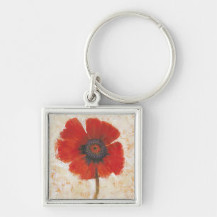 Red Poppy Portrait Key Ring