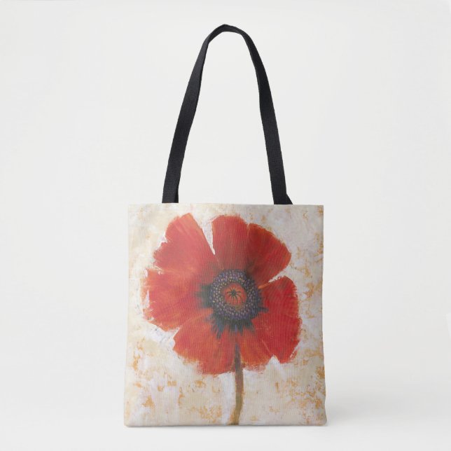 Red Poppy Portrait Tote Bag (Front)