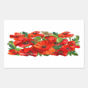 RED POPPY ~ Rectangle Stickers
