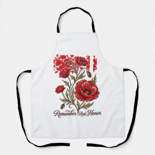 Red Poppy Remember And Honour Vintage Memorial Shi Apron