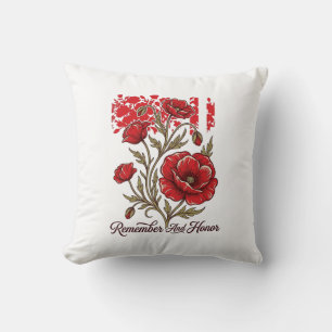 Red Poppy Remember And Honour Vintage Memorial Shi Cushion