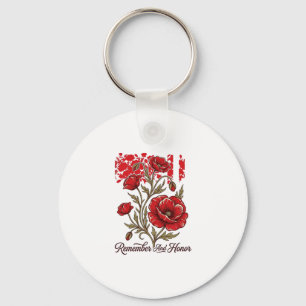 Red Poppy Remember And Honour Vintage Memorial Shi Key Ring